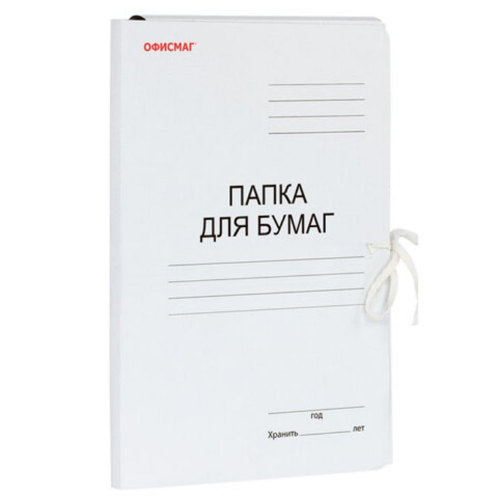 Изображение Папка для бумаг с завязками картонная мелованная ОФИСМАГ, гарантированная плотность 320 г/м2, до 200 листов, 124568