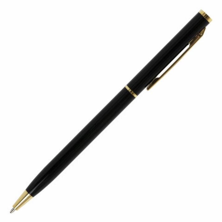 Изображение Ручка подарочная шариковая BRAUBERG "Slim Black", корпус черный, узел 1 мм, линия письма 0,7 мм, синяя, 141402
