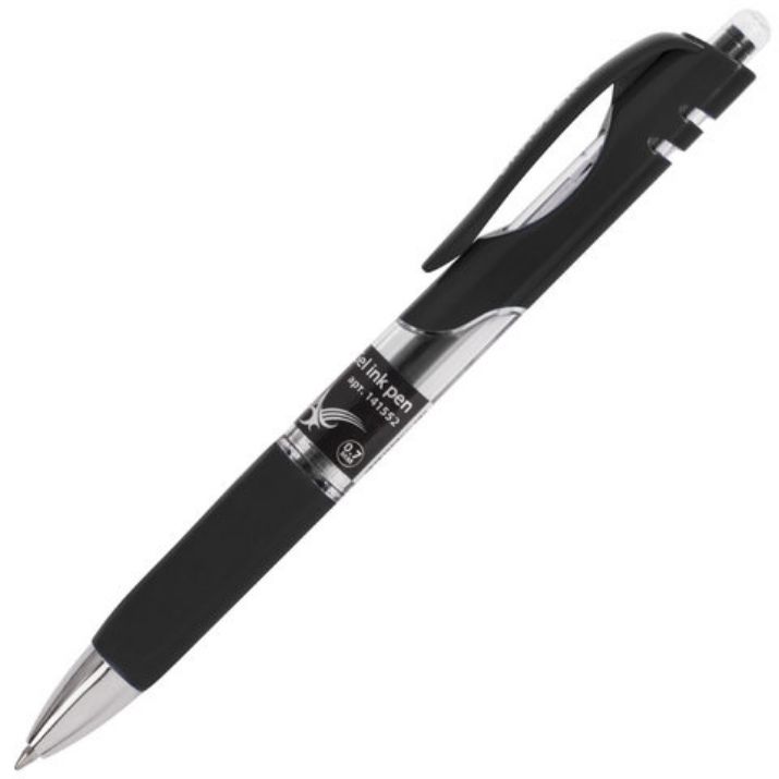 Изображение Ручка гелевая автоматическая с грипом BRAUBERG "Black Jack", ЧЕРНАЯ, трехгранная, узел 0,7 мм, линия письма 0,5 мм, 141552