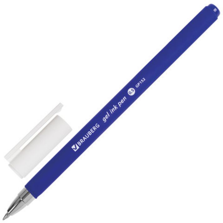 Изображение Ручка гелевая BRAUBERG "Matt Gel", СИНЯЯ, корпус soft-touch, узел 0,5 мм, линия 0,35 мм, 142945
