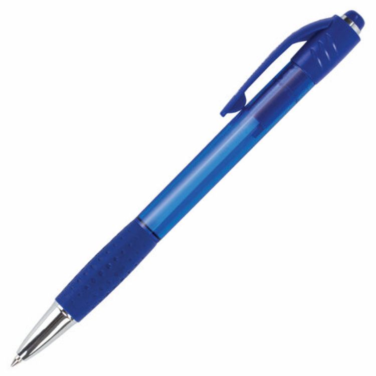 Изображение Ручка шариковая автоматическая с грипом BRAUBERG SUPER, СИНЯЯ, корпус синий, узел 0,7 мм, линия письма 0,35 мм, 143374