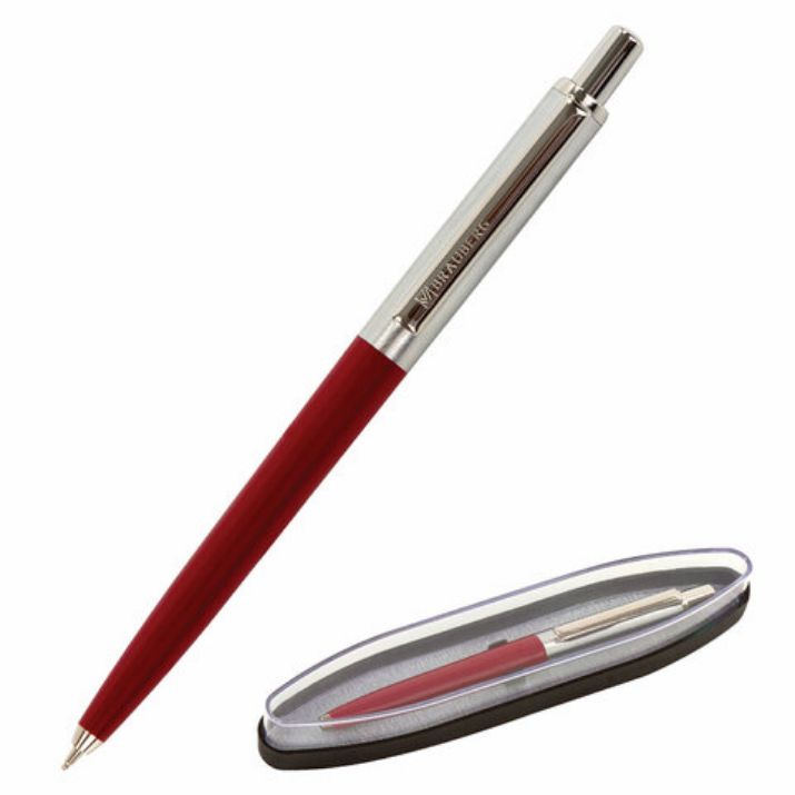 Изображение Ручка подарочная шариковая BRAUBERG Soprano, СИНЯЯ, корпус серебристый с бордовым, 0,5мм, 143485