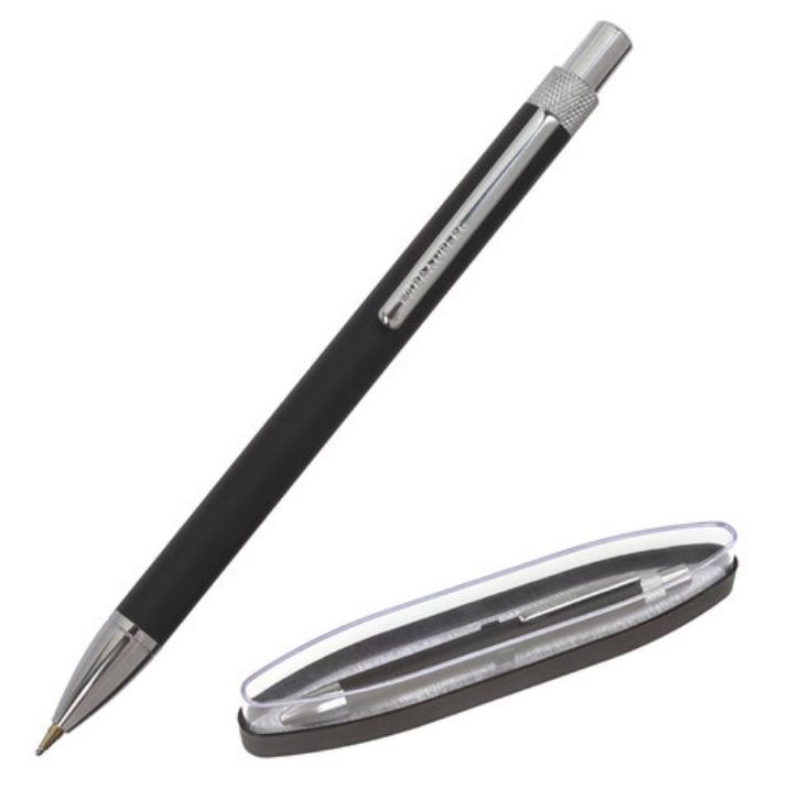 Изображение Ручка подарочная шариковая BRAUBERG "Allegro", СИНЯЯ, корпус черный с хромированными деталями, линия письма 0,5 мм, 143491