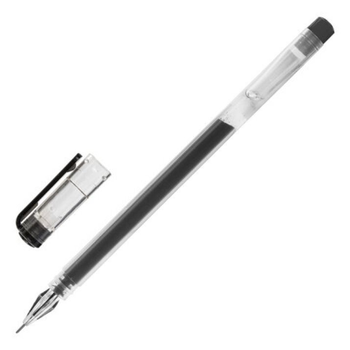 Изображение Ручка гелевая STAFF "Basic" GP-675, ЧЕРНАЯ, длина письма 1000 м, игольчатый узел 0,5 мм, линия письма 0,35 мм, 143675
