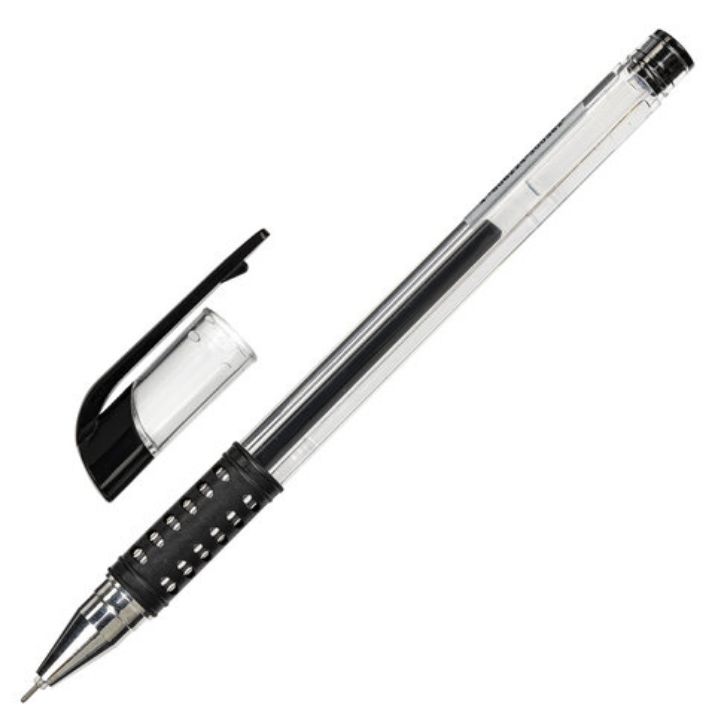 Изображение Ручка гелевая с грипом STAFF "Basic Needle" GP-679, ЧЕРНАЯ, игольчатый узел 0,5 мм, линия письма 0,35 мм, 143679