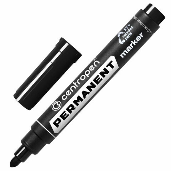 Изображение Маркер перманентный CENTROPEN 8566, ЧЕРНЫЙ, круглый наконечник, 2,5 мм, 5 8566 0112