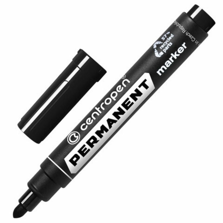 Изображение Маркер перманентный CENTROPEN 8566, ЧЕРНЫЙ, круглый наконечник, 2,5 мм, 5 8566 0112