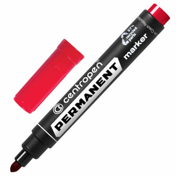 Изображение Маркер перманентный CENTROPEN 8566, КРАСНЫЙ, круглый наконечник, 2,5 мм, 5 8566 0104