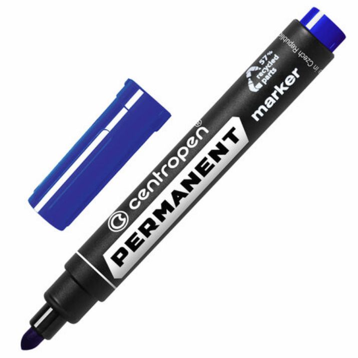 Изображение Маркер перманентный CENTROPEN 8566, СИНИЙ, круглый наконечник, 2,5 мм, 5 8566 0106