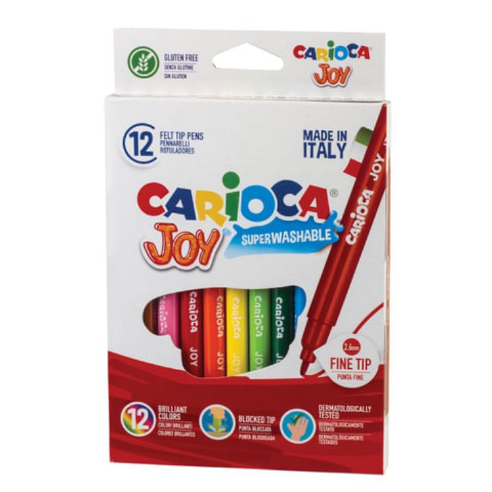 Изображение Фломастеры CARIOCA (Италия) "Joy", 12 цветов, суперсмываемые, вентилируемый колпачок, картонная коробка, 40614
