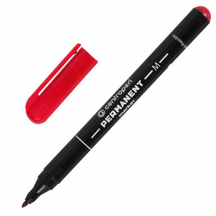 Изображение Маркер перманентный CENTROPEN 2846, КРАСНЫЙ, тонкий наконечник, 1 мм, 6 2846 9404
