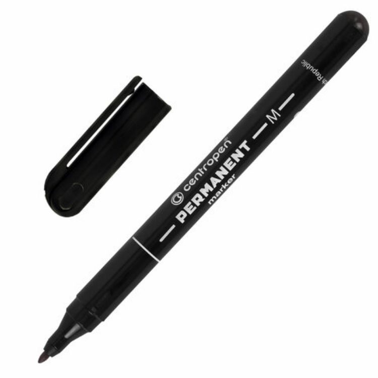 Изображение Маркер перманентный CENTROPEN 2846, ЧЕРНЫЙ, тонкий наконечник, 1 мм, 6 2846 9412