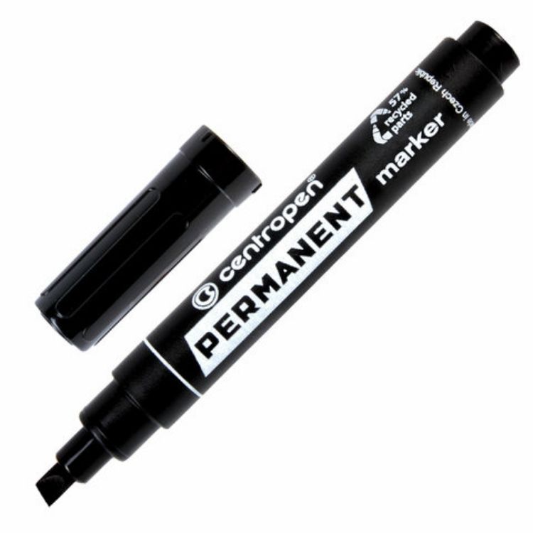 Изображение Маркер перманентный CENTROPEN 8576, ЧЕРНЫЙ, скошенный наконечник, 1-4,6 мм, 5 8576 0112