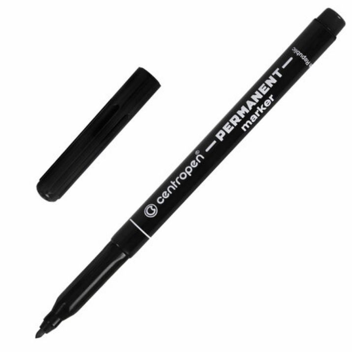 Изображение Маркер перманентный CENTROPEN 2536, ЧЕРНЫЙ, тонкий наконечник, 1 мм, трехгранная зона захвата, 6 2536 0112