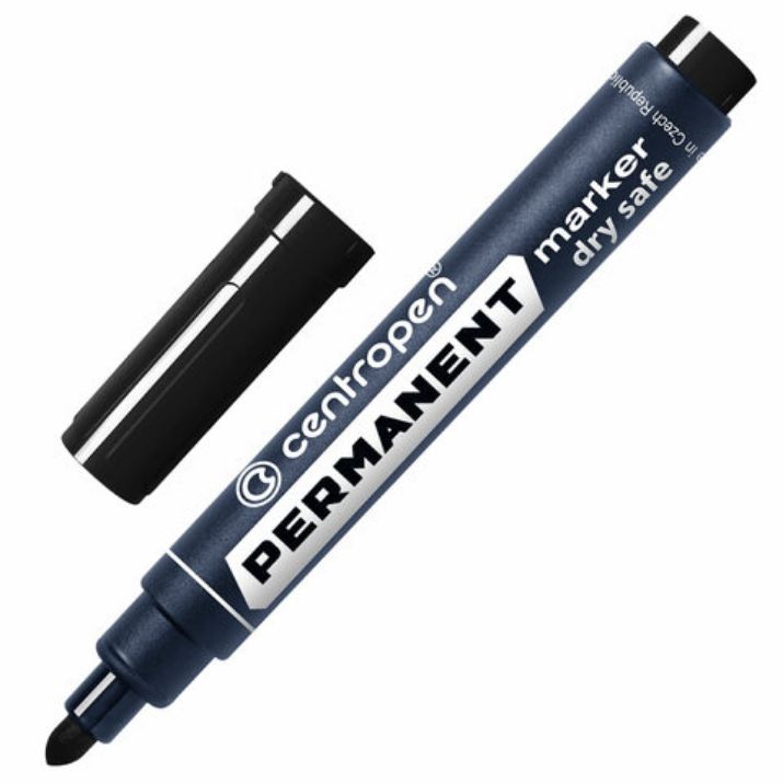 Изображение Маркер перманентный CENTROPEN 8510, ЧЕРНЫЙ, круглый наконечник, 2,5 мм, 8510, 5 8510 0112