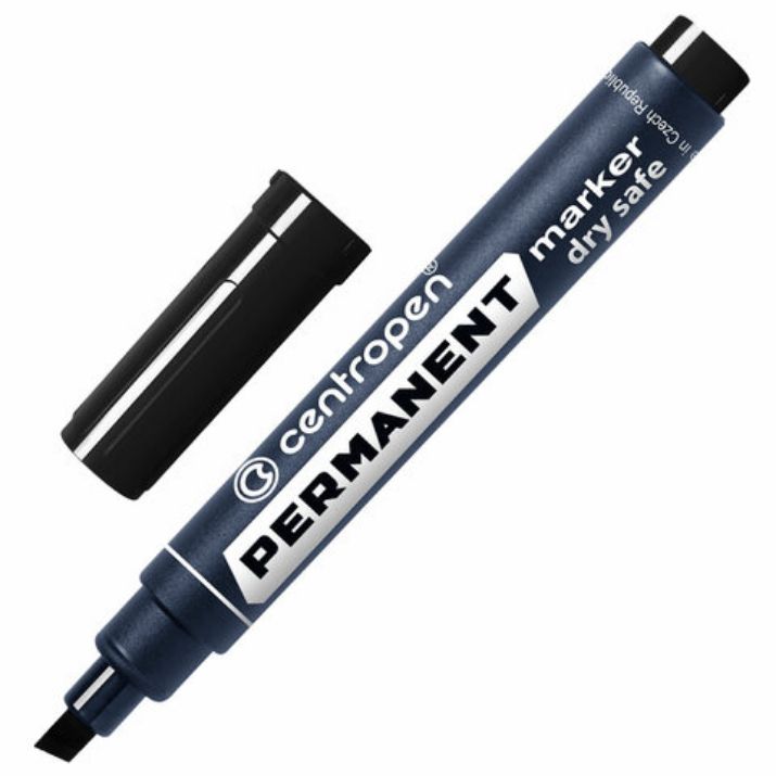 Изображение Маркер перманентный CENTROPEN 8516, ЧЕРНЫЙ, скошенный наконечник, 2-5 мм, 5 8516 0112
