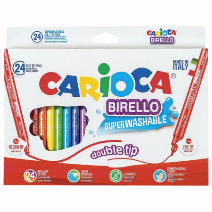 Изображение Фломастеры двухсторонние CARIOCA (Италия) "Birello", 24 цвета, суперсмываемые, 41521