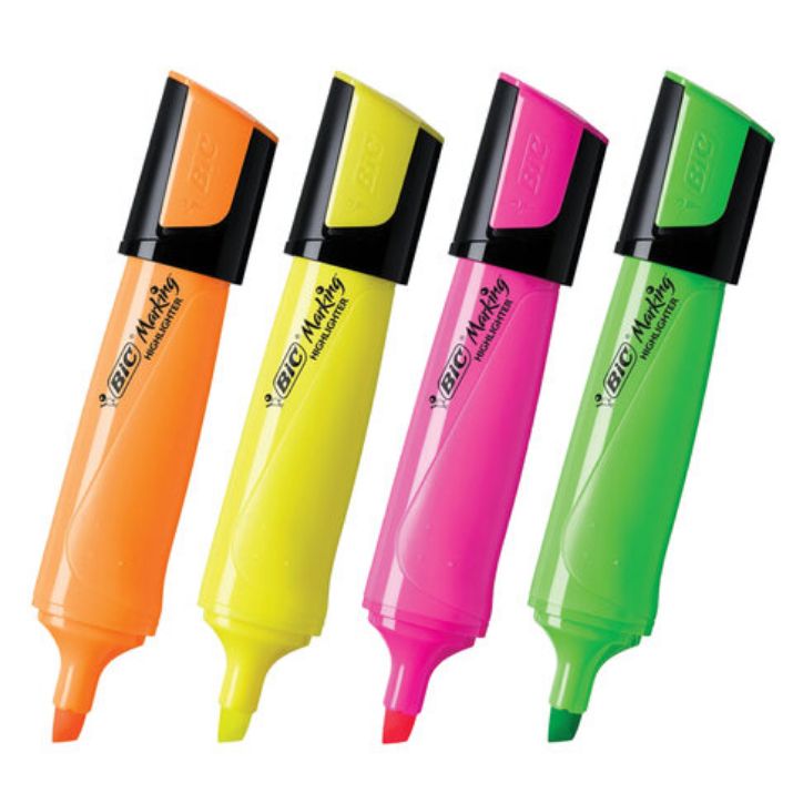 Изображение Набор текстовыделителей BIC "Flat" 4 шт., АССОРТИ, линия 1,7-4,8 мм, 943652