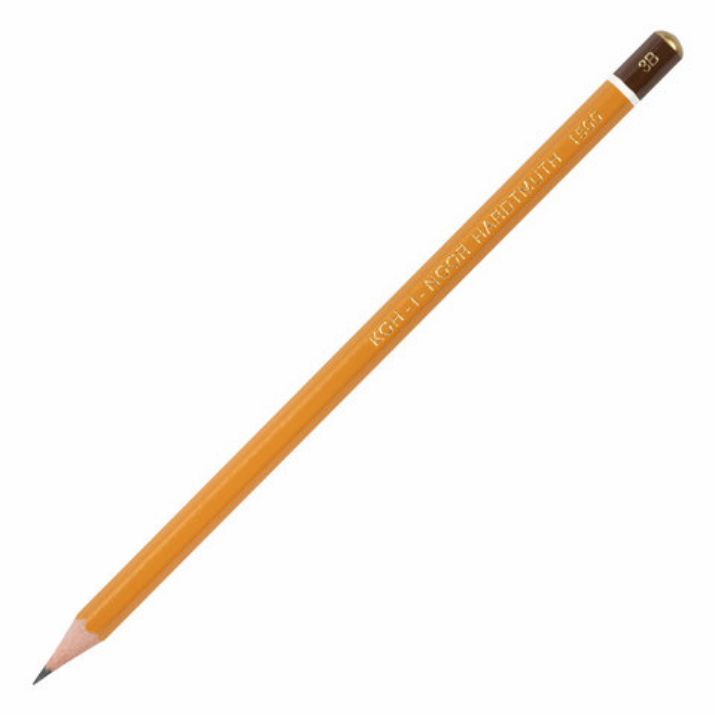 Изображение Карандаш чернографитный KOH-I-NOOR 1500, 1шт., 3B, корпус желтый, заточенный, 150003B01170RU