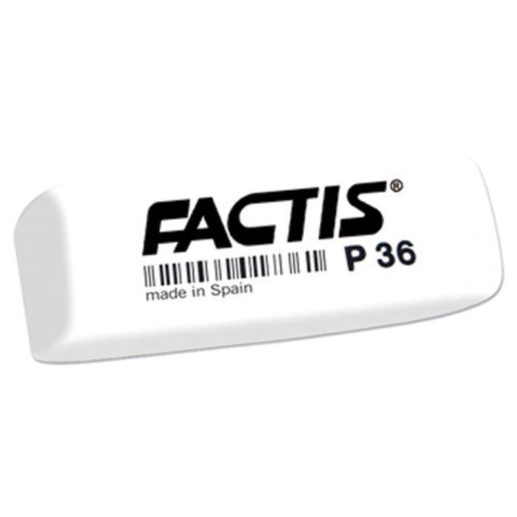 Изображение Ластик FACTIS P 36 (Испания), 56х20х9 мм, белый, прямоугольный, скошенные края, CPFP36B