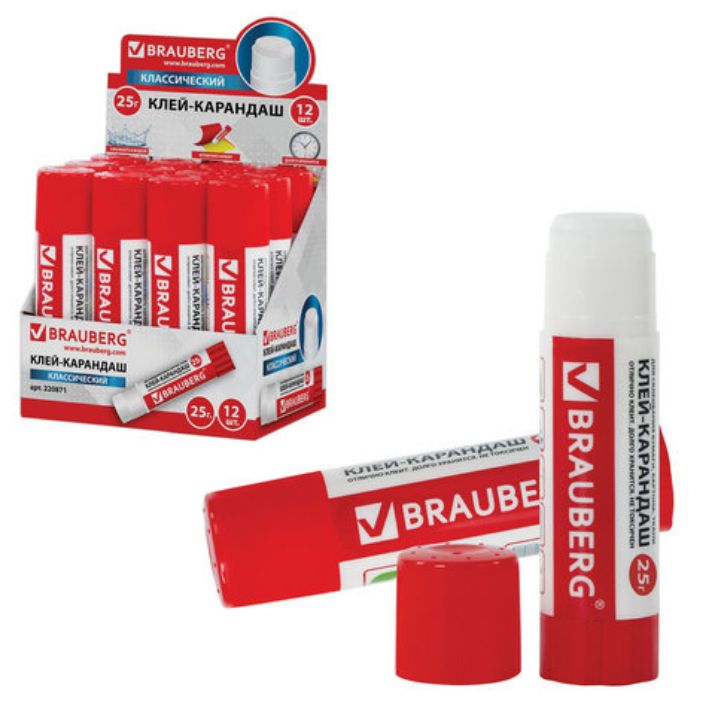 Изображение Клей-карандаш BRAUBERG, 25 г, 220871