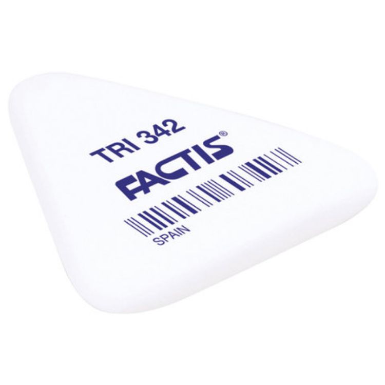 Изображение Ластик FACTIS TRI 342 (Испания), 49х45х6 мм, ассорти, треугольный, мягкий, PNFTRI342