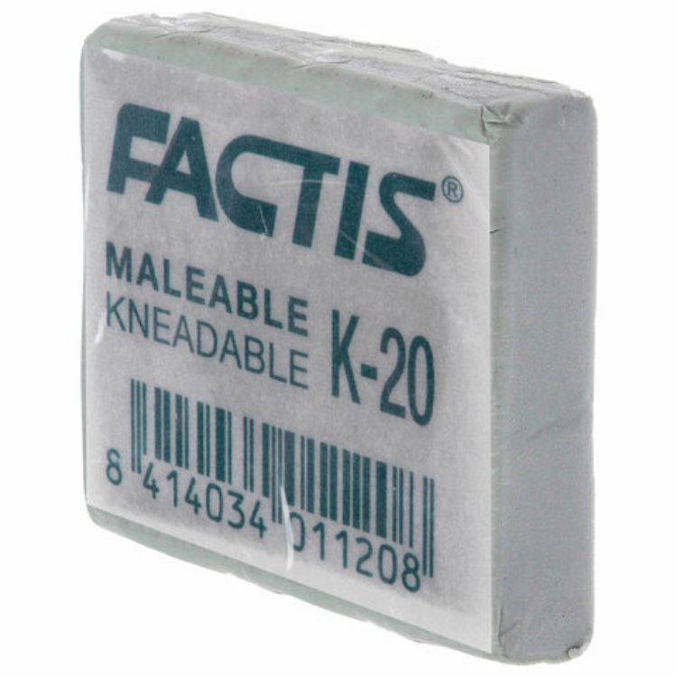 Изображение Ластик-клячка художественный FACTIS K 20 (Испания), 37х29х10 мм, супермягкий, серый, CCFK20