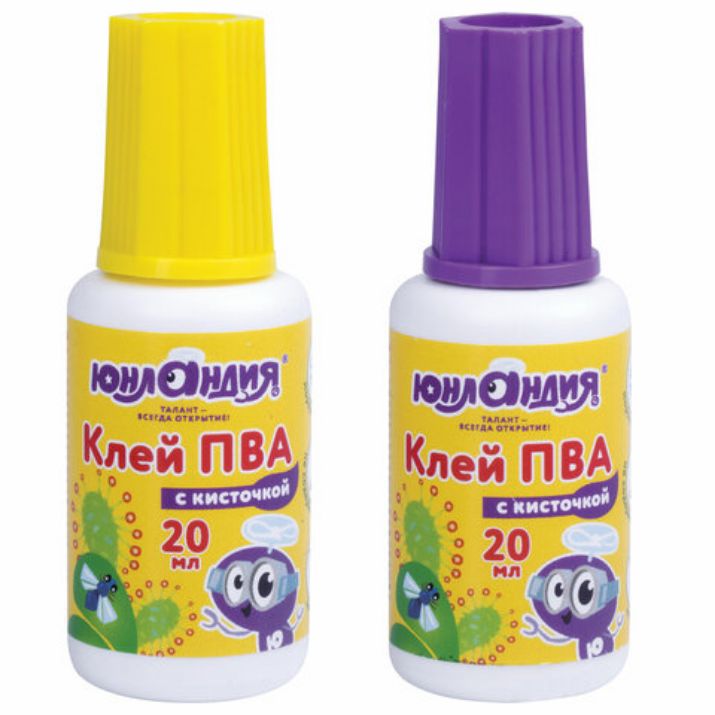 Изображение Клей ПВА с кисточкой, 20 г, ЮНЛАНДИЯ, 228420