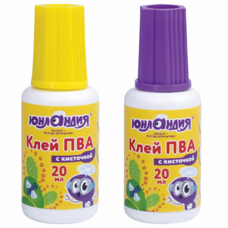 Изображение Клей ПВА с кисточкой, 20 г, ЮНЛАНДИЯ, 228420