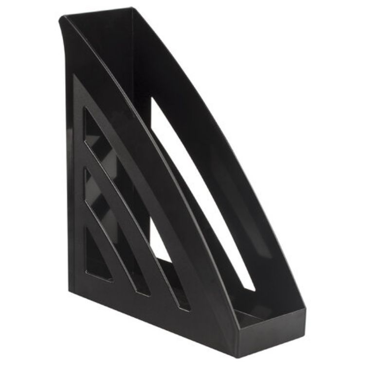 Изображение Лоток вертикальный для бумаг BRAUBERG "Office style", 245х90х285 мм, черный, 237278