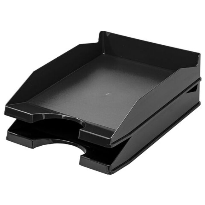 Изображение Лоток горизонтальный для бумаг КОМПЛЕКТ 2 шт., BRAUBERG "Modern", 346х254х61 мм, черный, 238024