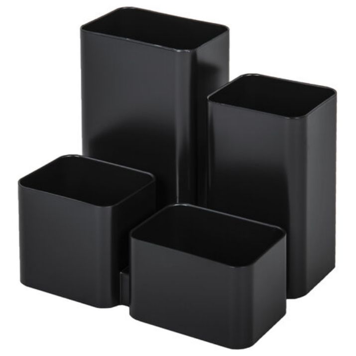 Изображение Подставка-органайзер BRAUBERG COMPACT, 4 отделения, 92х114х102 мм, черная, 238102