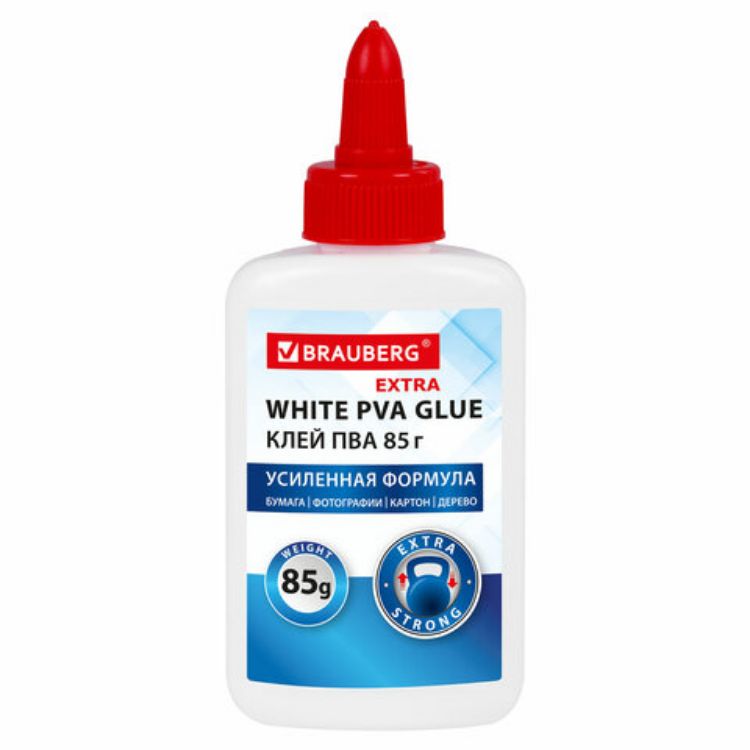 Изображение Клей ПВА УСИЛЕННЫЙ BRAUBERG Extra (бумага, фотографии, картон, дерево), 85 г, 271939