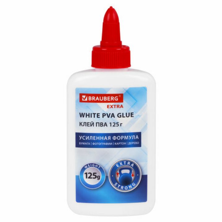 Изображение Клей ПВА, усиленный, BRAUBERG Extra (бумага, фотографии, картон, дерево), 125 г, 271940