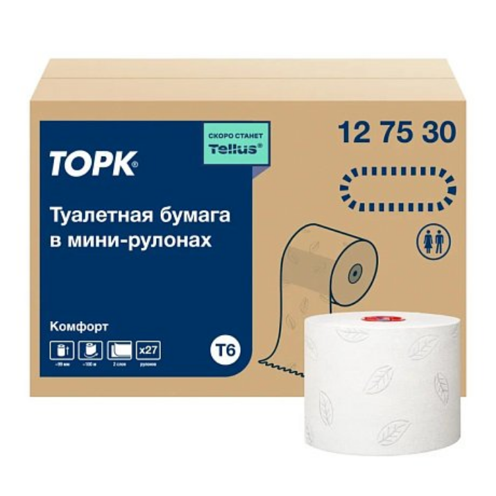 Изображение Бумага туалетная ТОРК Комфорт Т6, 100 м, 2 слоя (127530)