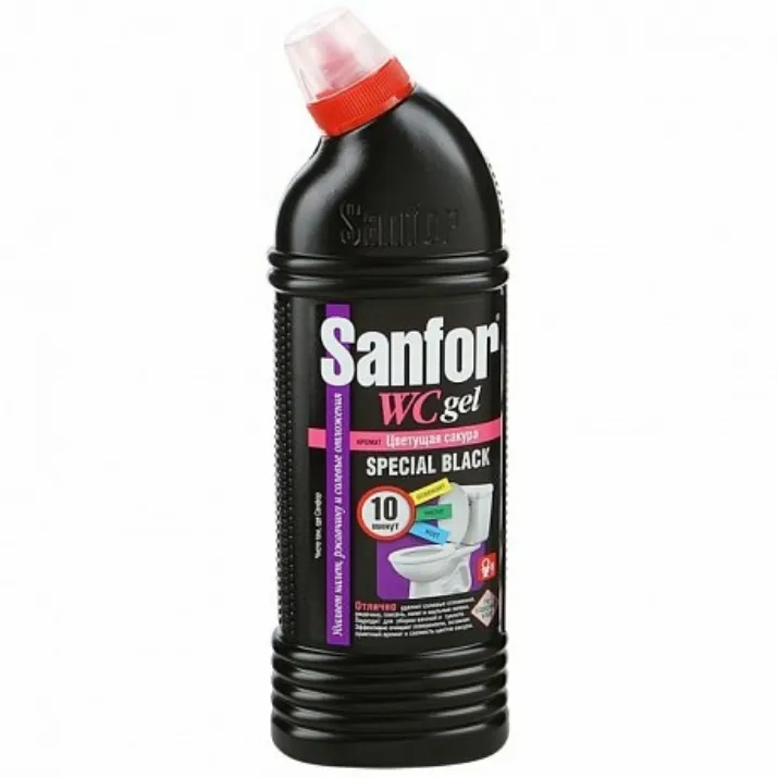 Изображение Средство чистящее для сантехники "Sanfor WC Special Black", 750 г, гель, цветущая сакура