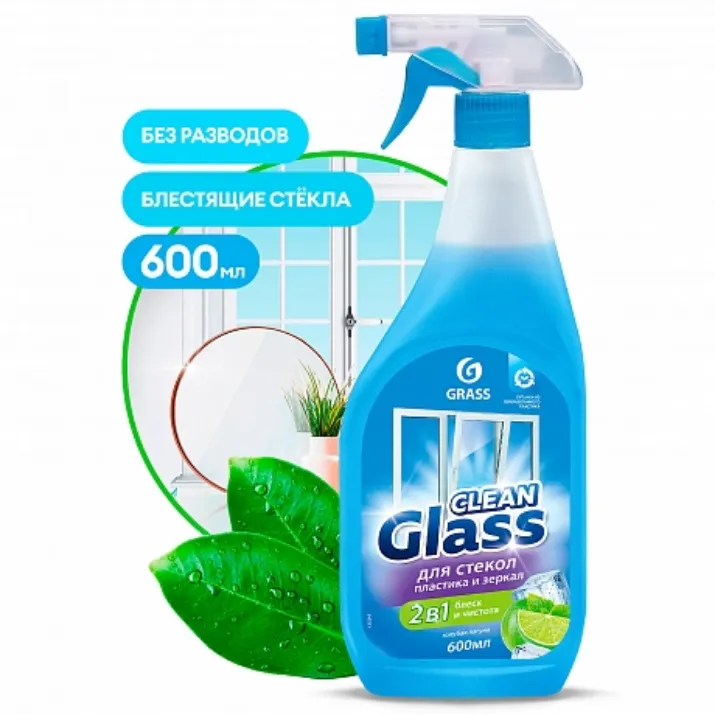 Изображение Средство для мытья окон и стекол "CLEAN GLASS голубая лагуна", 600 мл, с триггером (125247)