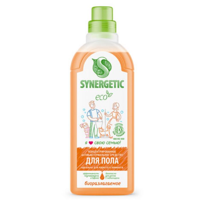 Изображение Средство для мытья пола и поверхностей 1 л SYNERGETIC, c дезинфицирующим эффектом, биоразлагаемое, 101100