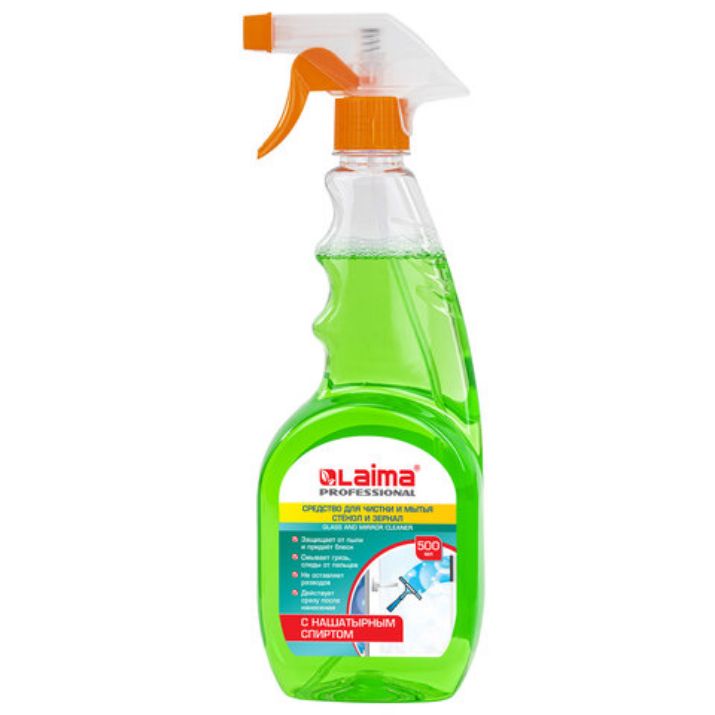Изображение Средство для мытья стекол и зеркал с нашатырным спиртом 500 мл, LAIMA PROFESSIONAL, распылитель, 604744