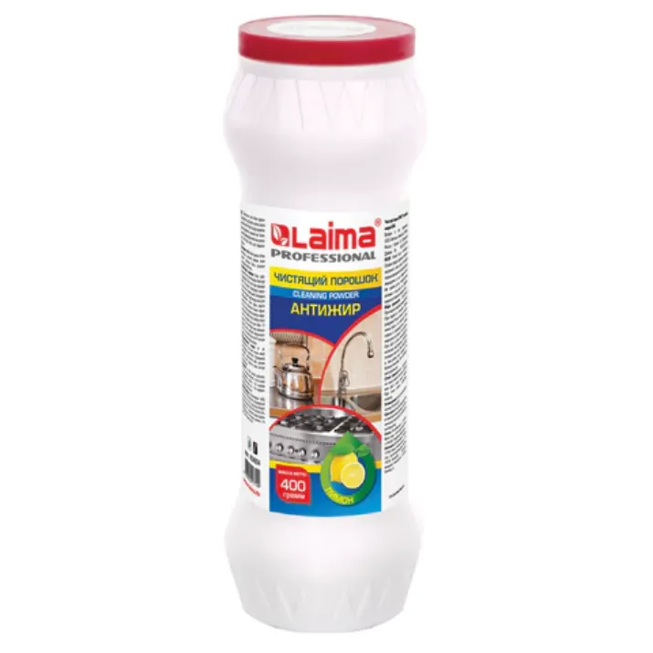 Изображение Чистящее средство 400 г, LAIMA PROFESSIONAL Антижир "Лимон", порошок, 604654