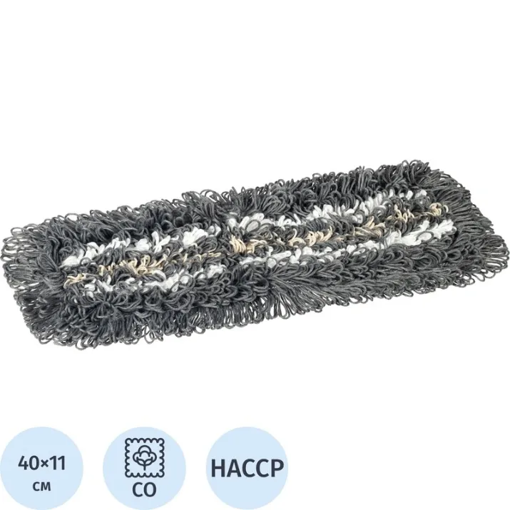 Изображение Насадка МОП для швабры-флаундера (плоской) Luscan Professional хлопок/микрофибра 40x11 см серая