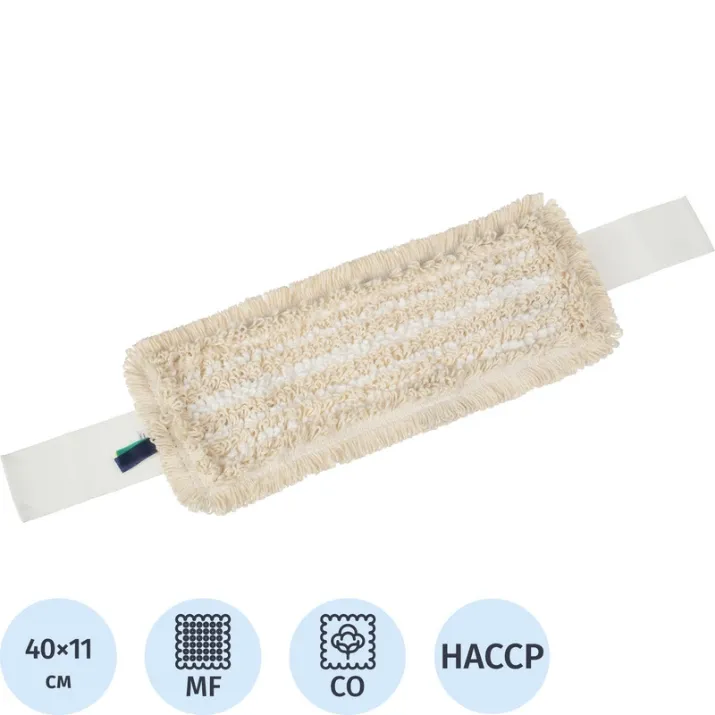 Изображение Насадка МОП для швабры-флаундера (плоской) Luscan Дуэт микрофибра/хлопок 40x11 см белая/бежевая