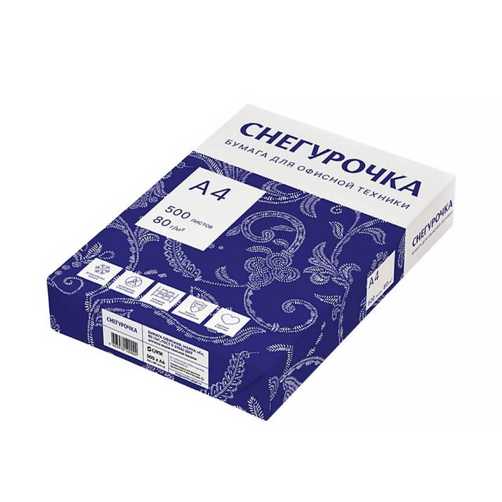 Изображение Бумага Снегурочка, А4, марка C, 80г/м2, 500л