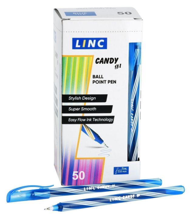 Изображение Ручка шариковая Linc CANDY синяя 0,6 мм, ассорти круглый корпус, игольчатый наконечник