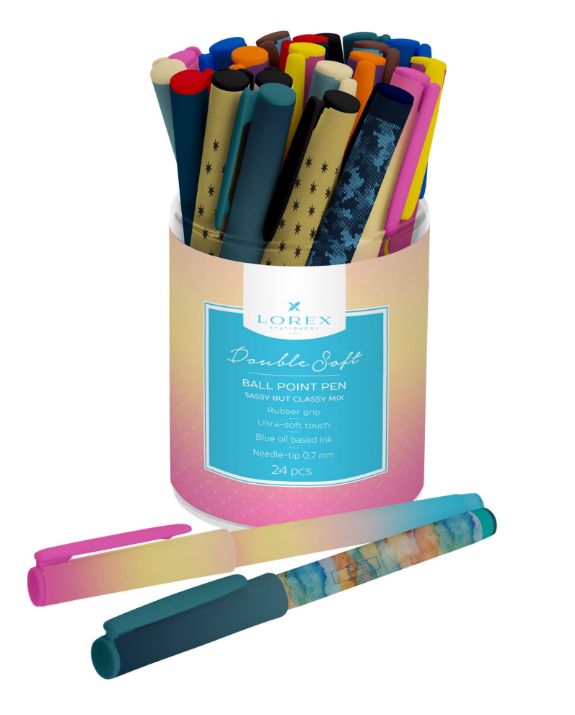 Изображение Ручка шариковая LOREX SASSY BUT CLASSY MIX Double Soft синяя 0,7 мм, с дизайном круглый корпус, покрытие ultra-soft touch, грип, игольчатый наконечник